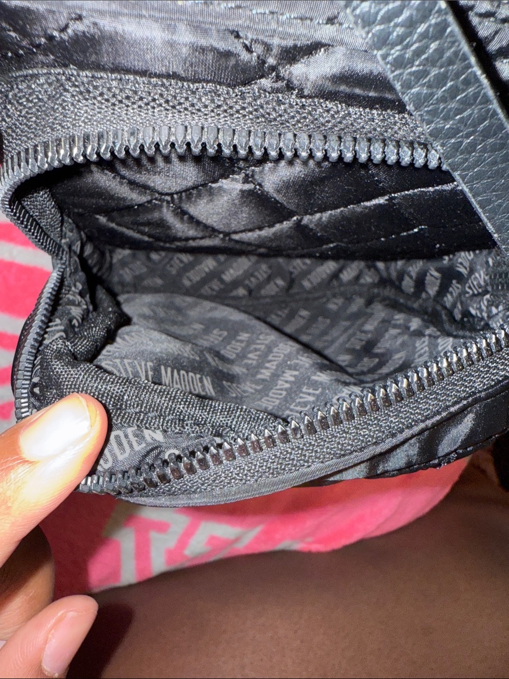 Steve Madden Black Quilted Nylon Tote with Front Pouches/Baby Diaper Bag - Picture 5 of 9